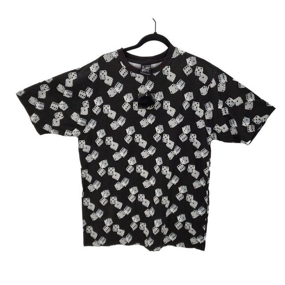 Gold Label Other - Gold Label Mens T Shirt Top Short Sleeve Dice Pattern Black White Large READ